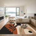 thumbnail image 3 of ODIKA 9'x12' Washable Area Rug Earthy Tones Abstract Geometric Botanical Design Modern Artistic Interpretation for Great Room, Indoor Concept, Large Living Low Pile, Flatwoven, 3 of 7