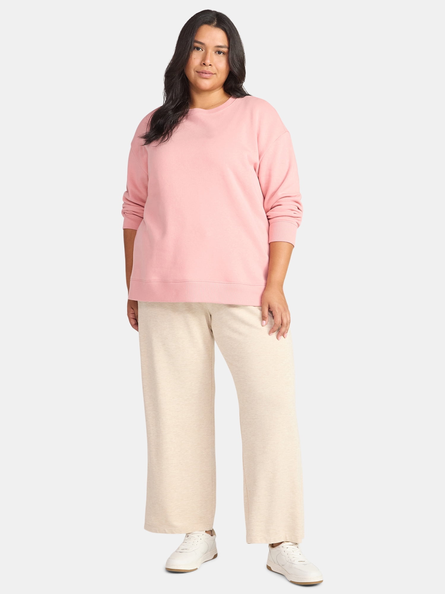 Terra & Sky Women's Plus Size Knit Wide Leg Pants, 28" Inseam, Sizes 0X-5X