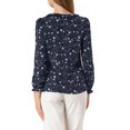 thumbnail image 3 of Allegra K Women's Long Sleeve Crew Neck Ruffle Neckline Self Tie Floral Blouse, 3 of 6