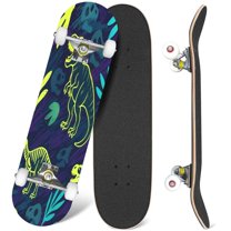 31'' Complete Skateboard 7 Layer Canadian Maple Double Kick Deck Skateboards period dinosaur creative flat Prehistoric animal hand Skate Board for Beginner Adult Gifts
