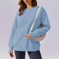 thumbnail image 2 of QATAINLAV Womens Oversized Sweatshirts Casual Crewneck Long Sleeve Fleece Sweaters Tops Fall Fashion Outfits Winter Clothes, Blue, XXL, Birthday Gifts, 2 of 9