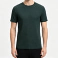 thumbnail image 4 of Dolkfu Green Men'S&nbsp;Shirts Minimalist Pull-On Crew Neck Short Sleeve Tops Modern Athletic Solid T-Shirts Army Green,Xxxl, 4 of 5