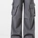 thumbnail image 4 of Amzcrzy Pantalones Cargo Holgados para Mujer, Cintura con Cordón, Pierna Ancha, Cómodos, Cintura Elástica, Sobredimensionados, Informales, Estilo Calle Hip Hop, con Bolsillos, Tallas M-2XL Gris, 4 of 5