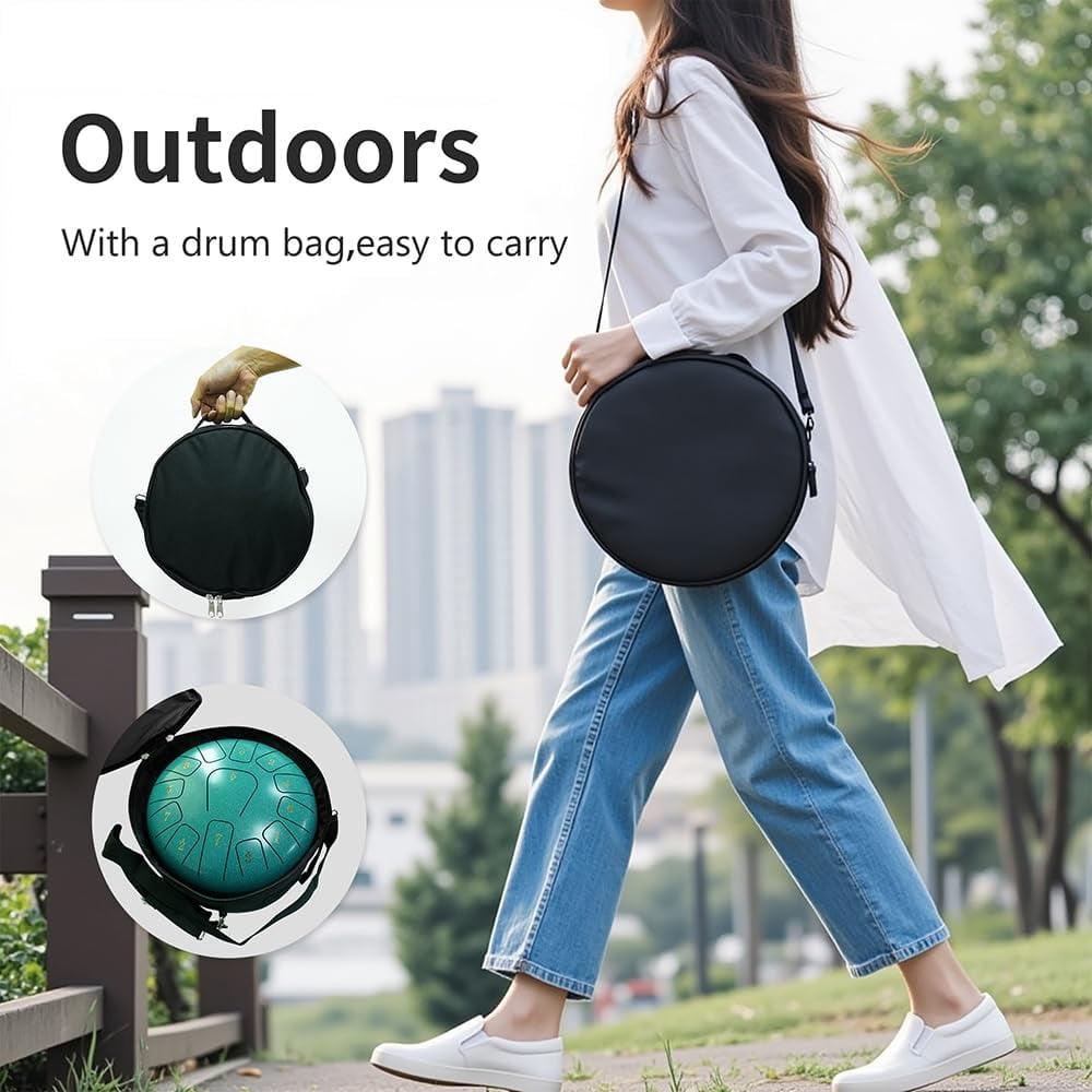8 Inch 13 Note Steel Tongue Drum Hand Pan Rain Drum With Carry Bag Mallets Music Book Portable Musical Instrument For Camping Garden Parties