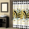 thumbnail image 2 of Fabric Shower Curtain, Summer Bee Daisy Eucalyptus Striped Polka Dot Heart Black Plaid Shower Curtains with 12 Hooks Waterproof Machine Washable Bath Curtains for Bathroom, 54 x 78in, 2 of 6