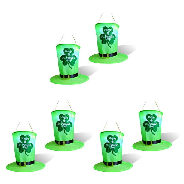 Moyic Guirnalda de luces verdes, sombrero de duende LED, decoraciones colgantes para el día de San Patricio con patrón de trébol para el Type1 NO1