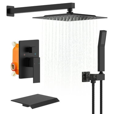 Kmowoo Rain Mixer Shower Faucet Set Wall Mounted Pressure Balance Rough-in Valve and Trim Included