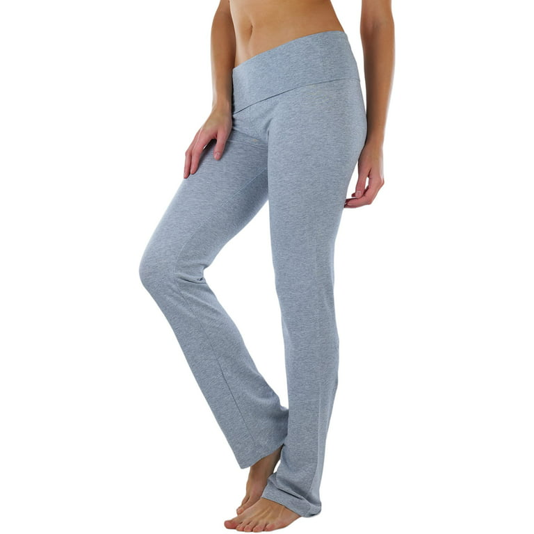 ToBeInStyle Women's Low Rise Sweatpants w/Fold-Over Waistband - Small -  Light Gray