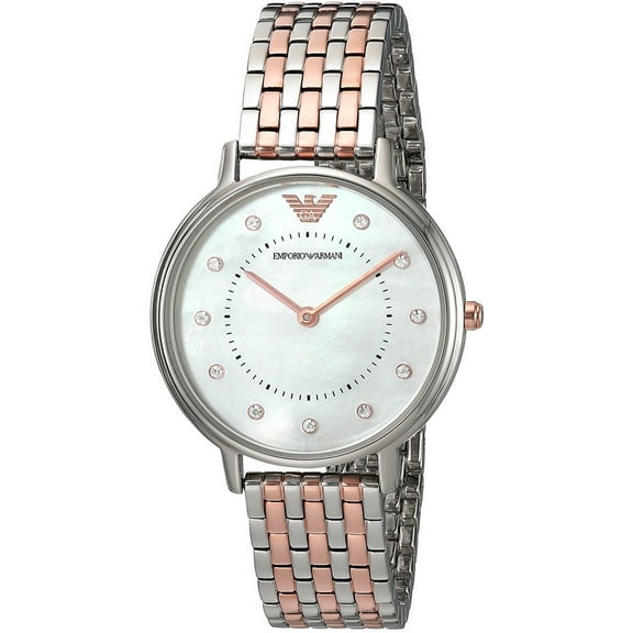 Emporio Armani Women's 32mm Two Tone Steel Bracelet Steel Case Quartz MOP Dial Analog Watch AR2508