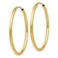 thumbnail image 2 of Real 14kt Yellow Gold 1.5mm Polished Round Endless Hoop Earrings; for Adults and Teens; for Women and Men, 2 of 3