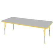 24in x 72in Rectangle Everyday T-Mold Adjustable Activity Table Grey/Yellow - Standard Ball with Six 12in Stack Chairs Yellow - Ball Glide
