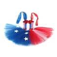 thumbnail image 4 of Robe Décontractée pour Fille Sans Manches Dos Nu à Contraste de Couleurs, Robe Tutu Imprimée d'Étoiles avec Serre-Tête, Ensemble 2 Pcs, Rouge Bleu, 2-3 Ans, 4 of 7