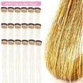 thumbnail image 2 of Hair Tinsel Kit Pack of 18 Pcs Hair Tinsel Clip in 19.6Inch Glitter Tinsel Hair Extensions Heat Resistant Clip in Hair Tinsel Sparkle Fairy Hair Accessories for Kids Girls Women (Pink), 2 of 9