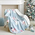 thumbnail image 4 of Christmas Throw Blanket - Soft Sherpa Fleece Blue Blanket 50x60 Inches with Dancing Snowman Print - Fluffy Cozy Throw Blanket for Couch or Bed, Classic Christmas Decor for Kids & Family, 4 of 4