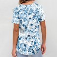 thumbnail image 5 of Womens Scrubs Floral Print 2 Pockets Short Sleeve Scrub Top V Neck Cozy Personality Fresh Trendy Nurse Uniform Top Blue L, 5 of 5
