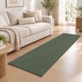 Olive Green Runner Rug 2.6'x8', Deep Green Color Solid Background ...