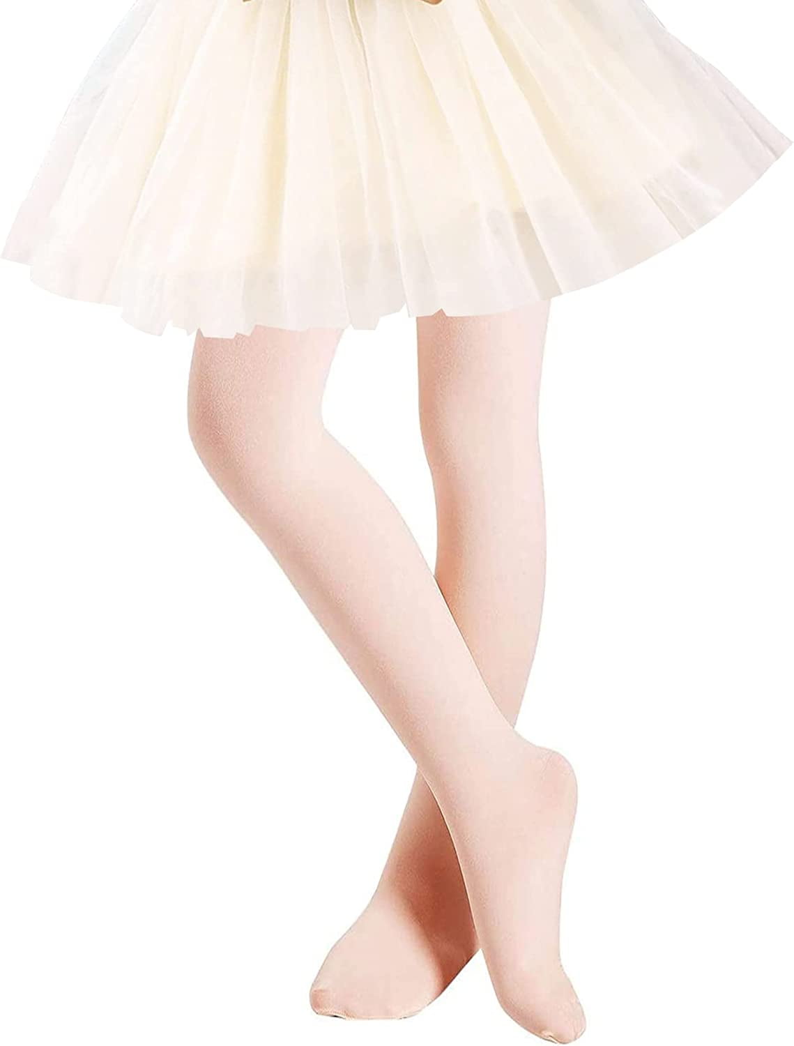 2-Pairs Ballet Tights For Girls & Toddlers - Footed Dance Tights For School, Ballet Class (Multiple Colors)