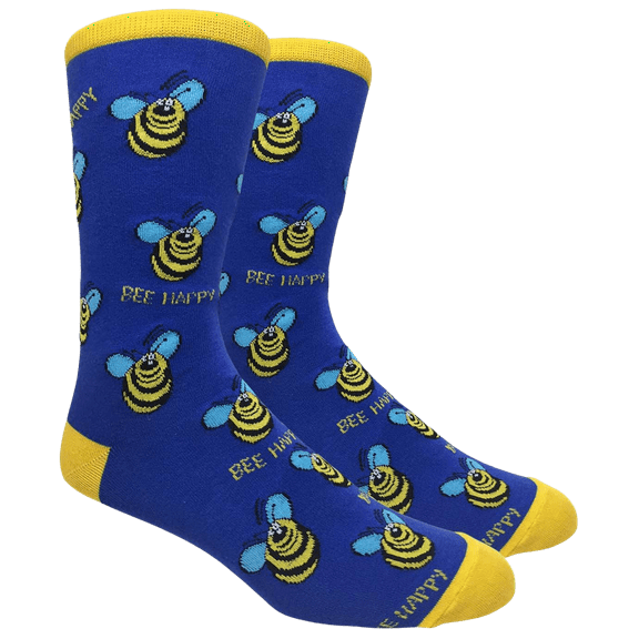 Bee Happy Socks (Adult Large - Men's Shoe Sizes 8-12)