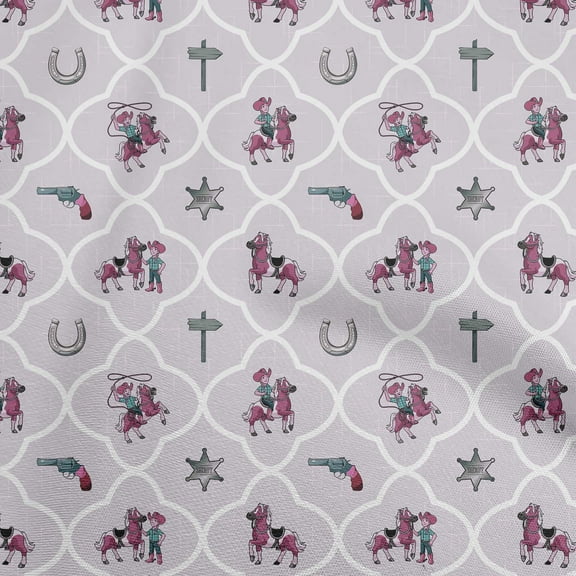 oneOone Cotton Poplin Light Purple Fabric Cowboy Quilting Supplies Print Sewing Fabric By The Yard 42 Inch Wide