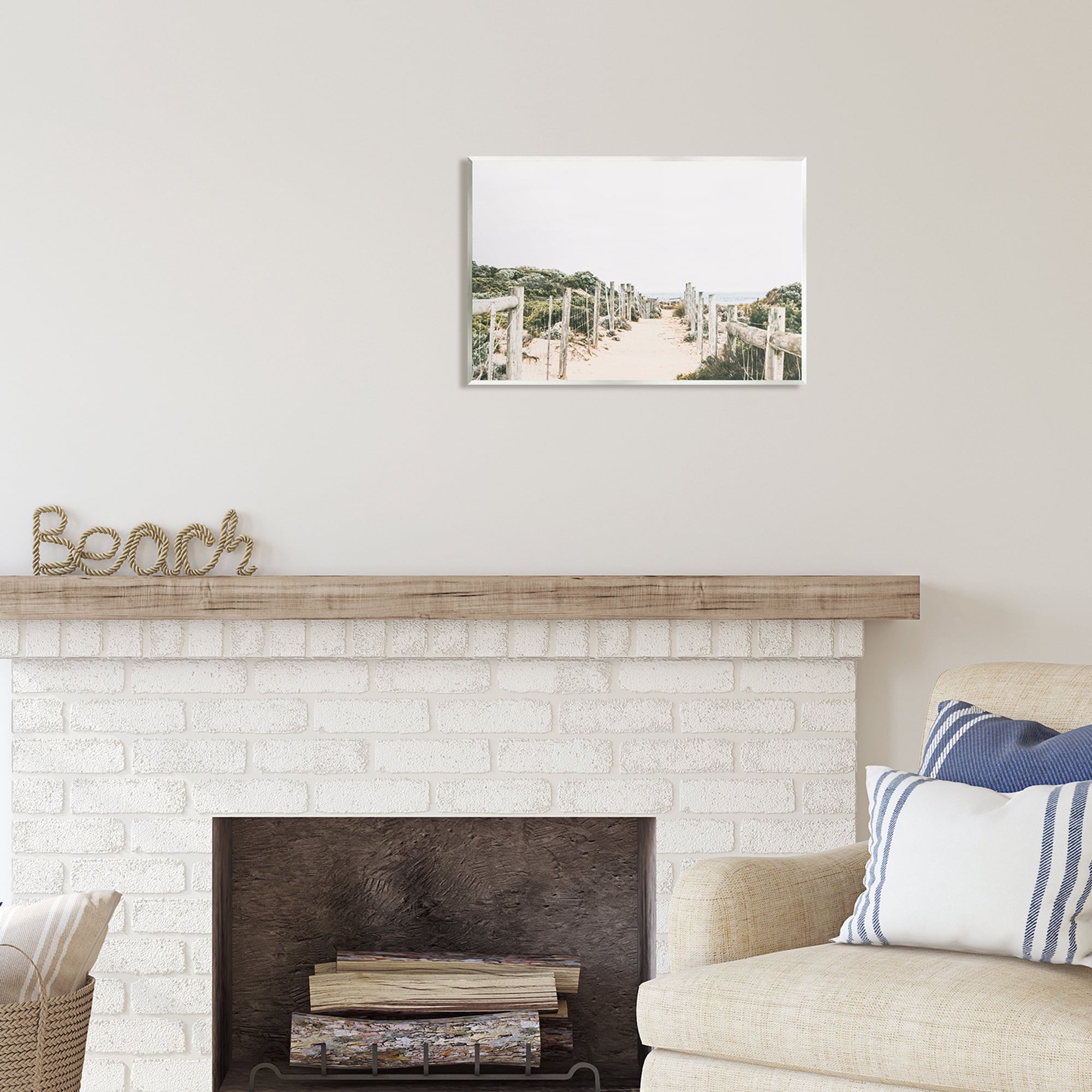 Stupell Industries Sandy Beach Boardwalk Landscape Coastal Photography Unframed Art Print Wall Art