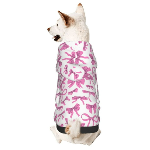 Fotbe Pink bows Sudadera con Estampado para Perros Pequeños – Suéter con Capucha para Mascotas, Tela Suave de Forro Polar con Bolsillo-Medium