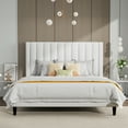 thumbnail image 3 of SHA CERLIN White King Size Platform Bed Frame with Velvet Channel Headboard, Adult, 3 of 12