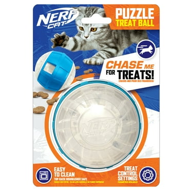 Nerf Cat Puzzle Treat Ball Slow Treat Feeder Cat Toy, 3.5 inches
