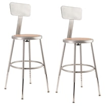 (Pack of 2) NPS 19 -27" Height Adjustable Heavy Duty Steel Stool With Backrest, Grey