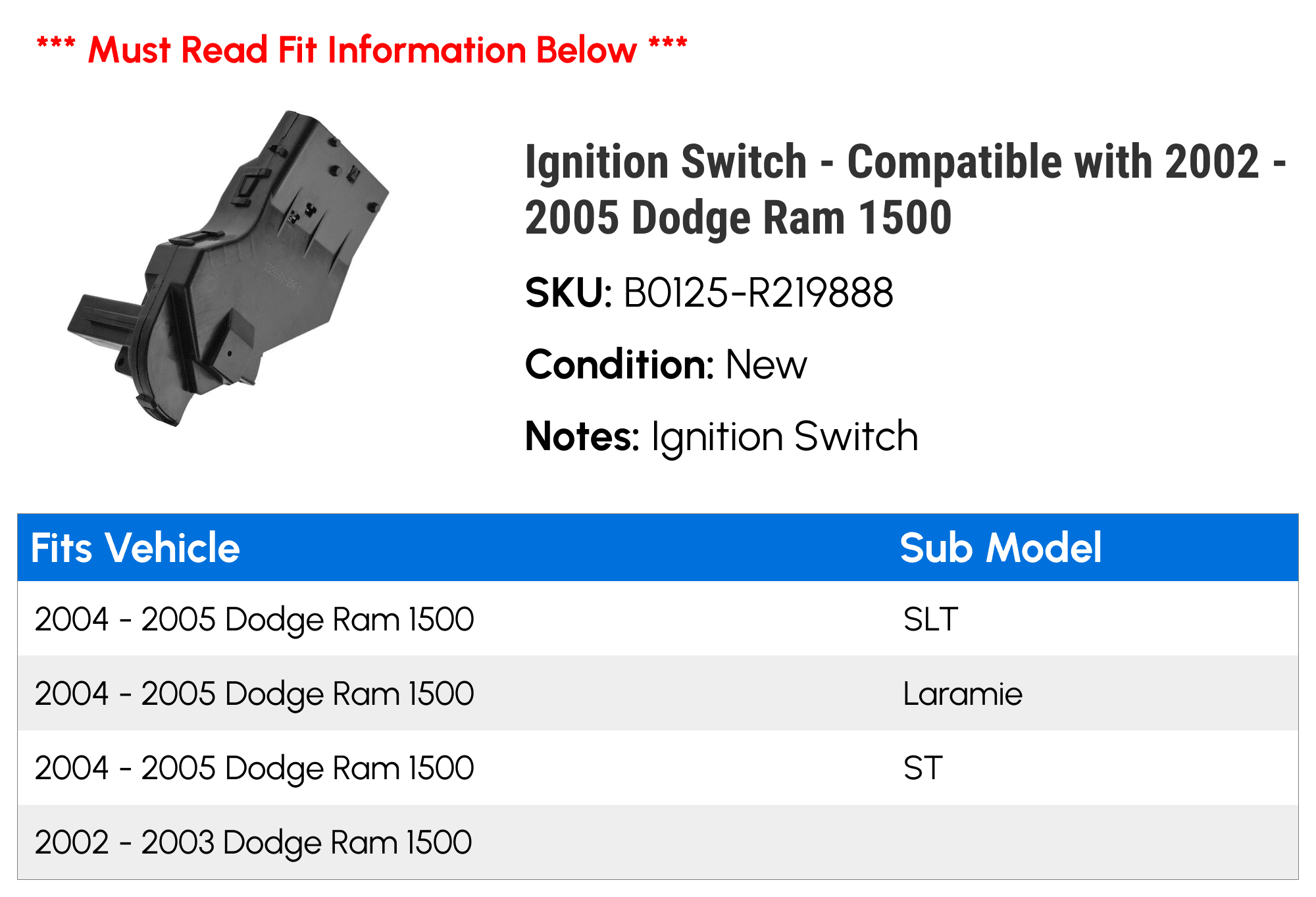 2002 dodge ram 1500 ignition switch deals