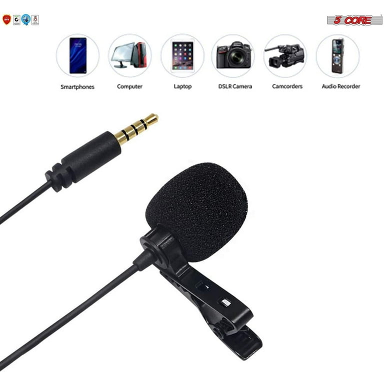 Small Lavalier Microphone with Clip - Lav Lapel Mic for Camera Phone iPhone  iOS Android PC Laptop Video Recording - Noise Cancelling 3.5mm Jack