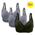 thumbnail image 2 of GERsome 3pcs Women's Plus Size Full Coverage Non Padded Wireless C Cup Bra Comfortable Everyday Bra Multi Color Available, 2 of 3