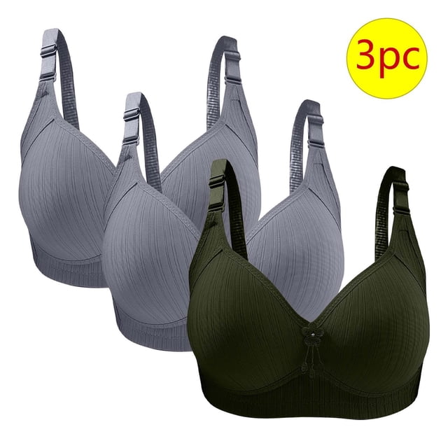 Bras for Women, 3PC Woman's Large Size Solid Color Without Steel Ring Gathering Comfortable Bras Daily Bra, Daily Bra