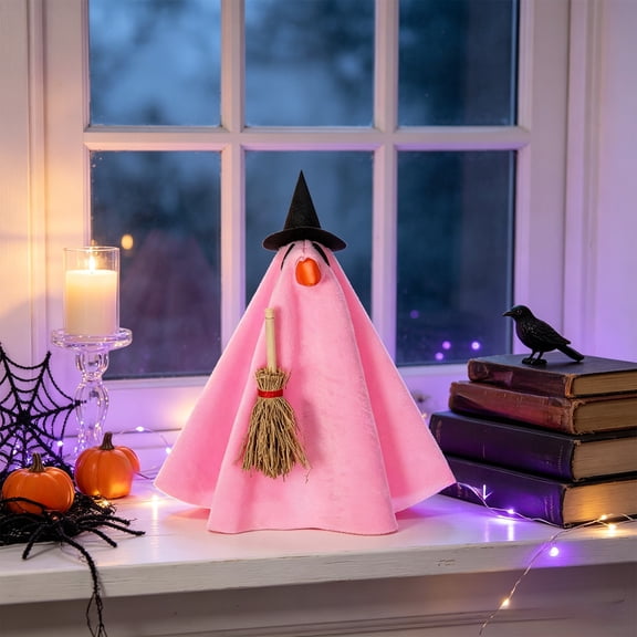 Halloween Desk Set 7in Mini Outfit with Ghost Cape and Witch Hat for Tabletop Figurines Spooky Cute Office Decor Display Items Props Collections Extras Special Edition Deluxe Pack