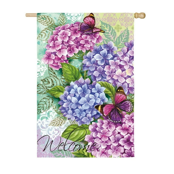 Evergreen Beautiful Hydrangeas Suede House Flag, 29 x 43 inches