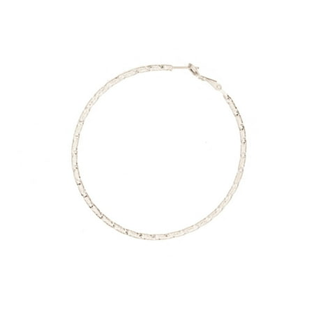 Steel Plated Pins - Ear Hoops Earring, Round Hoop Design Earring With Girded Design Loop, Made With Silver Plated Jewelry Alloy Metal, 4mm Surgical Stainless Steel Pin, Size 60x60mm Sold per pkg of 2pcs