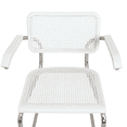 thumbnail image 2 of Breuer Chair Company Marcel Breuer B64 Cesca Cane Cantilever Armchair Arm Chair w/ Chrome Steel Frame White Wood & White Cane (Made in Italy) by Furnish Theory, 2 of 15