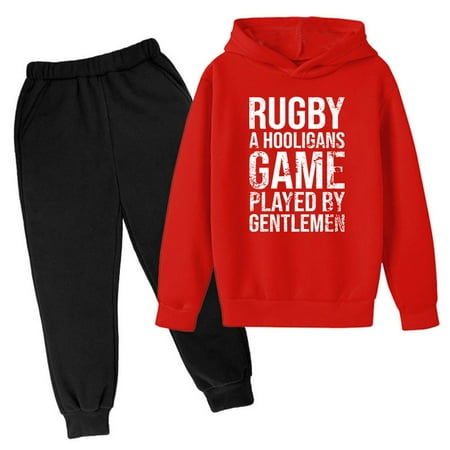 

Toddler Boy Clothes Sports Gift Sweatshirt Retro Jogging Sweatsuits Tracksuit Rugby Pullover Hoodie Pants Toddler Boy Outfits