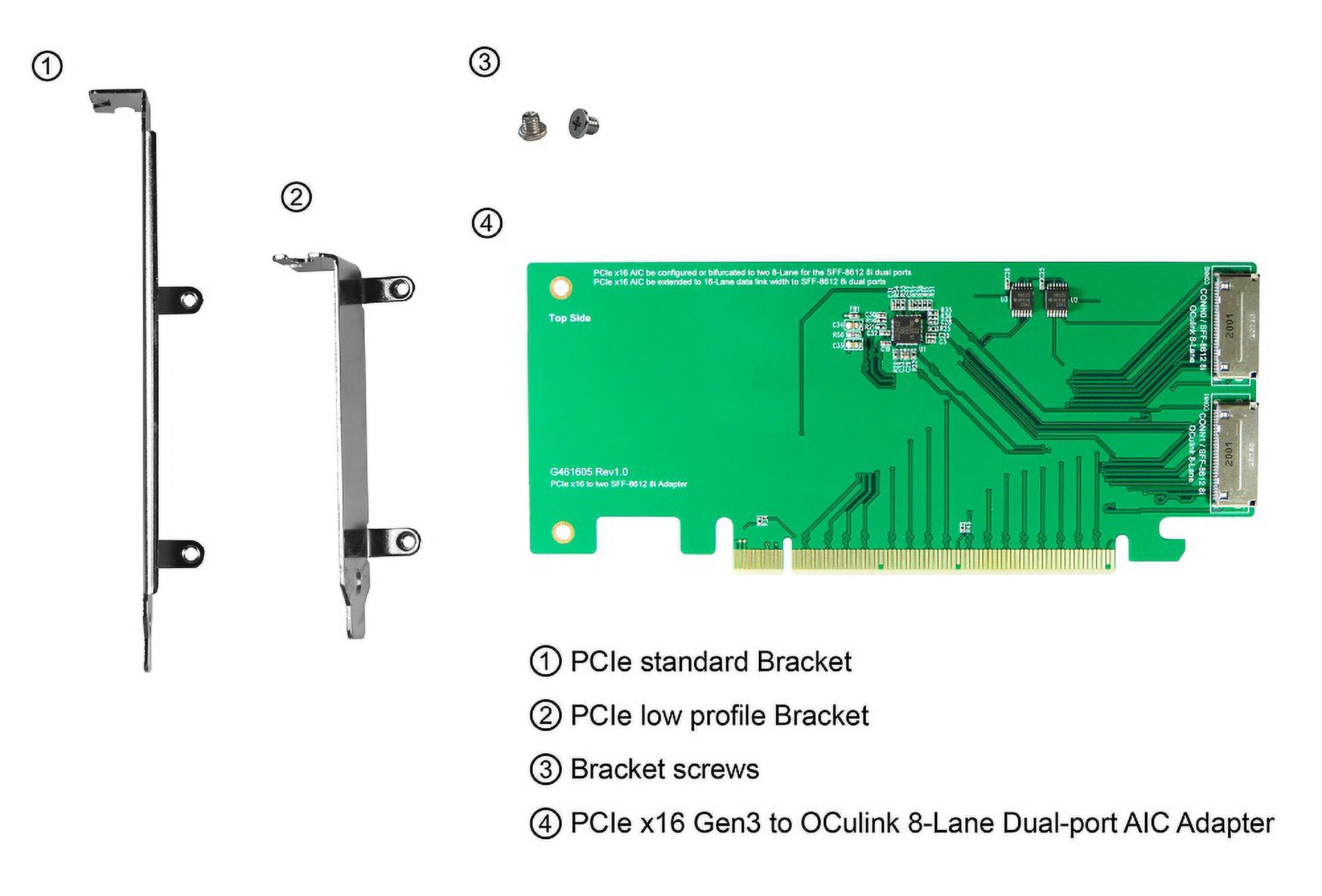 PCIe Gen 3 16X To Oculink 8-Lane SFF-8612 8i Dual Port Adapter - image 5 of 6