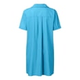 thumbnail image 6 of Summer Dress for Women Collared Short Sleeve Half Button Down Loose Casual Solid Dress with Pockets, 6 of 7