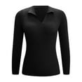 thumbnail image 4 of Shirts For Women Ribbed Knit Long Sleeve T Shirt Slim Fit Fall Winter Soft Stretch Casual Basic Top Fashion Trendy Clothes, 4 of 5