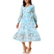 thumbnail image 4 of INSPIRE CHIC Vestidos de Chiffon para Mujeres con Mangas Largas Semi Transparentes, Vestido Bohemio Floral con Volantes y Bolsillo, Azul M, 4 of 6
