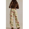 thumbnail image 5 of sicmoss Women's Beige Cotton Vegetable Floral Print Mid Rise Barrel Jeans Baggy Wide Leg Ankle Y2k with Pockets, 5 of 7