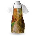 thumbnail image 4 of Fall Apron, Colorful Autumnal Landscape with Forest and Fallen Leaves, Unisex Kitchen Bib with Adjustable Neck for Cooking Gardening, Adult Size, Green Vermilion, by Ambesonne, 4 of 4