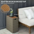thumbnail image 5 of Outsunny 17-Gallon Small Deck Box, UV Resistant Wicker Outdoor Storage Box with Slatted Acacia Wood Top for Patio Cushions and Garden Tools, Teak, 5 of 9