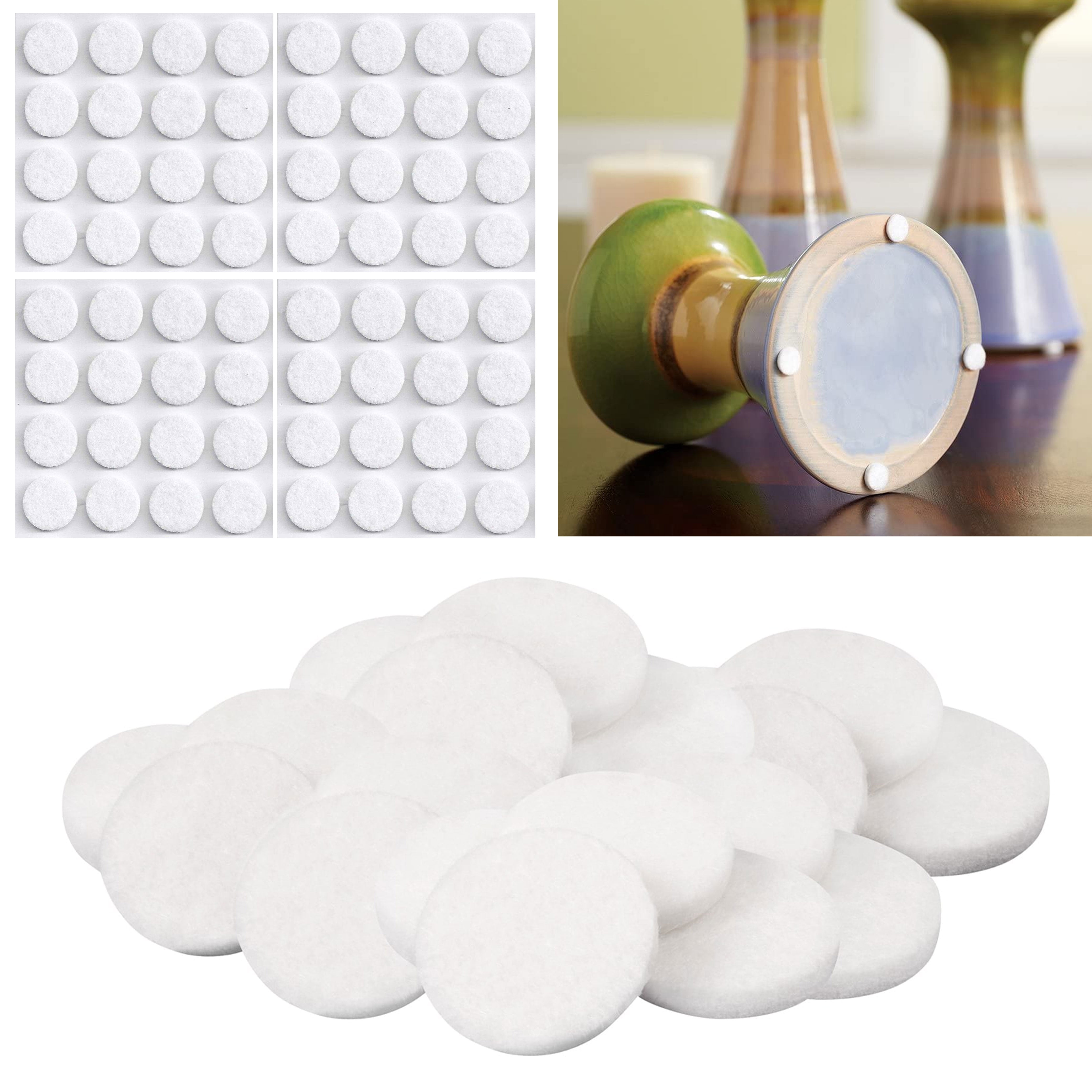 64 Pc Round White Felt Pads Self Adhesive Furniture Surface Protector