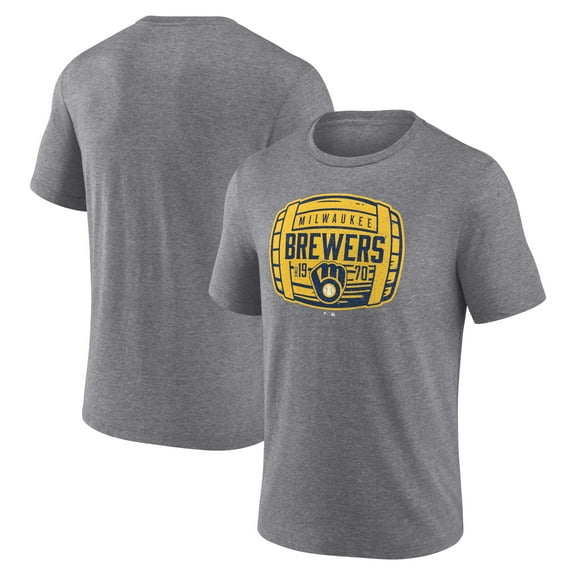 Men's Heather Gray Milwaukee Brewers Barrel Tri-Blend T-Shirt
