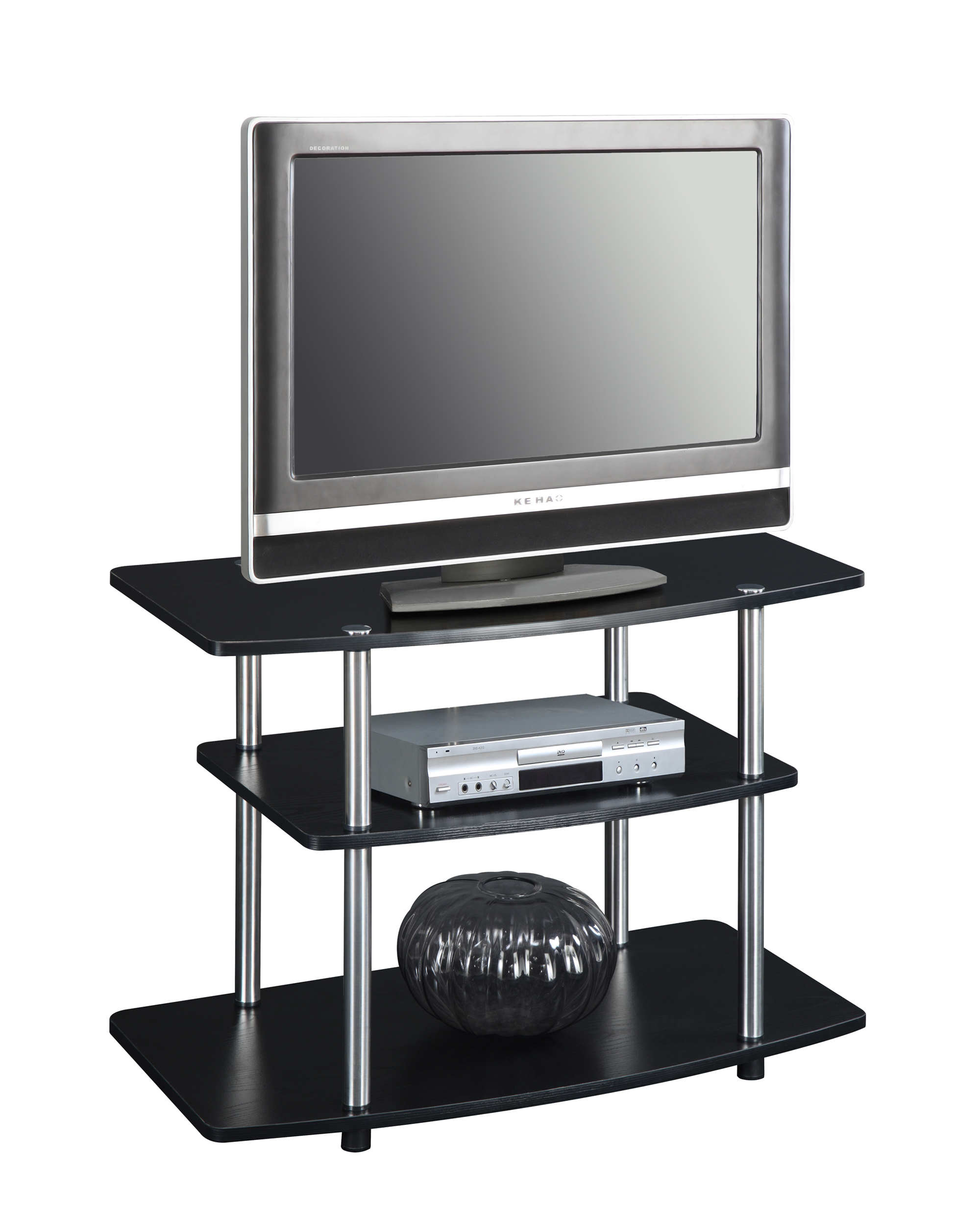 Convenience Concepts Designs2Go 3 Tier TV Stand, Black/Silver Poles - image 3 of 4