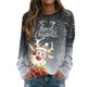 thumbnail image 2 of Camiseta suelta estampada a la moda para mujer, blusa de manga larga, cuello redondo, camisetas casuales, sudadera Pompotops FGAJ11827, 2 of 5