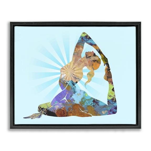 Stupell Industries Meditative Mindful Yoga People Painting Black Floater Framed Canvas Art Print Wall Art, 21 x 17