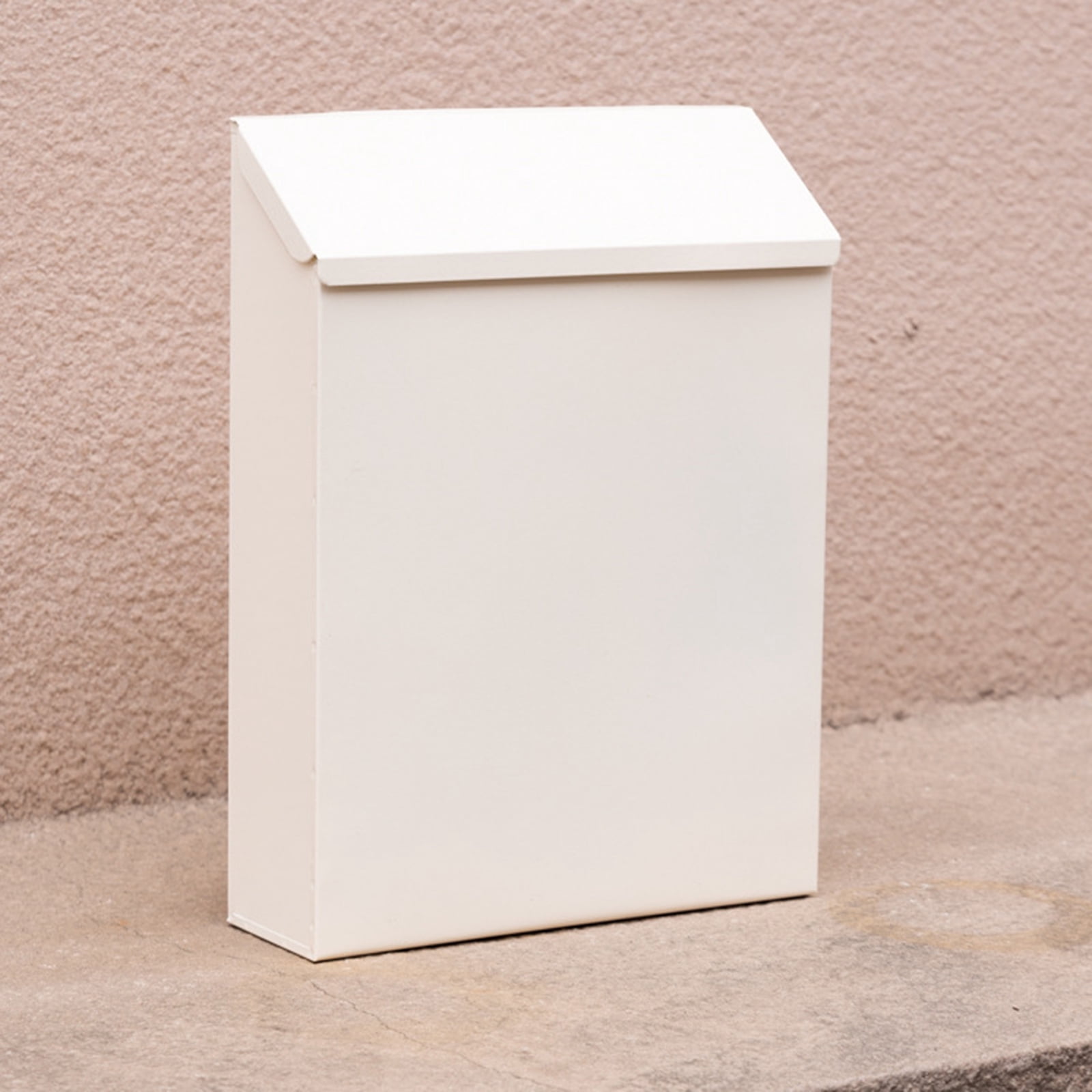 Wall Mounted Mailbox Drop Box with Lock Metal Postbox Wall Hanging Mail Box Newspaper Holder Box for Gate Outside House Decor white
